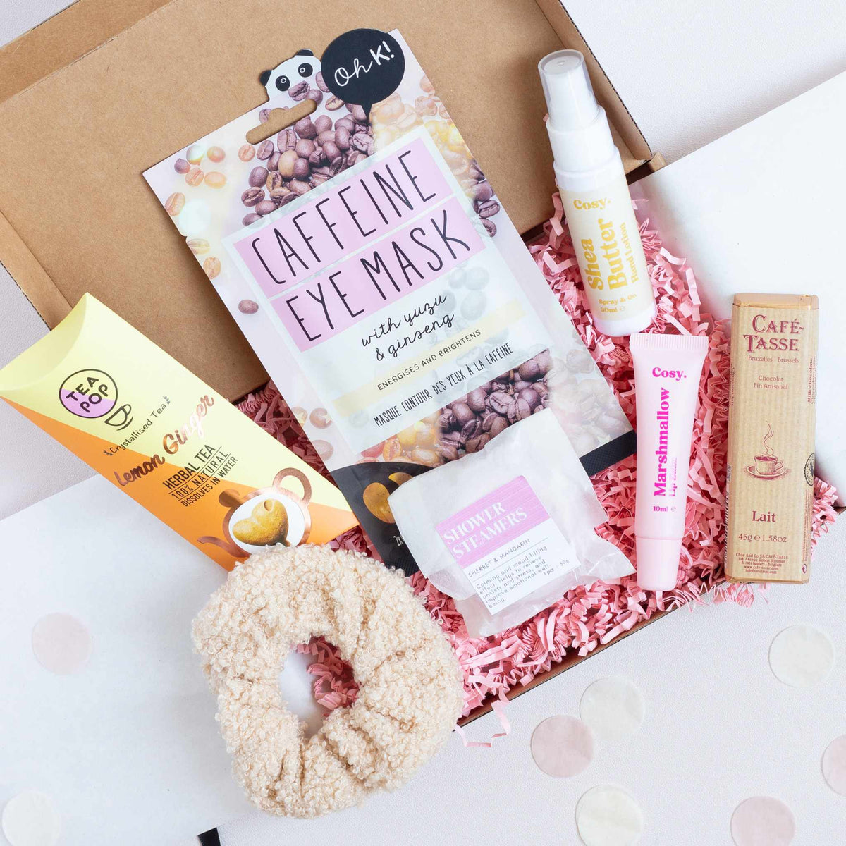 Cadeaubox Word maar gauw beter met thee, chocolade en oogmasker van CaDo Depot