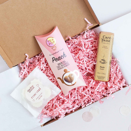 Cadeaubox Thinking of you met pure chocolade, thee en wax melts van CaDo Depot