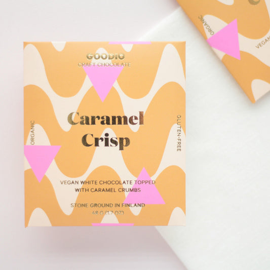 Caramel crisp witte chocoladereep van Goodio